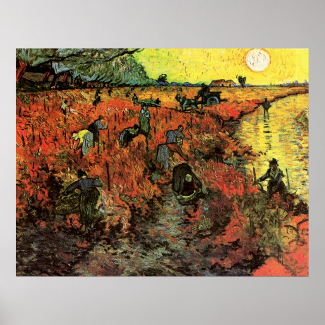 Poster Le vignoble rouge par Vincent van Gogh (Devant)