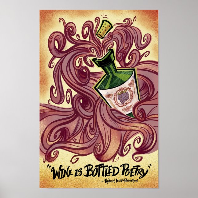 Poster Le vin est de la poésie en bouteille (Devant)