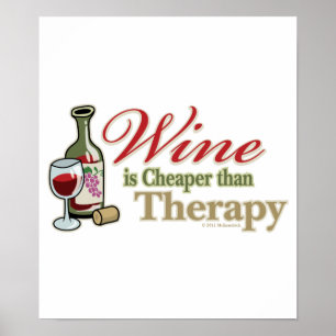 Poster Le Vin Est Moins Cher Que Le Traitement