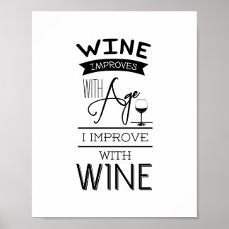 Poster Le vin s'améliore avec l'âge Je m'améliore avec le