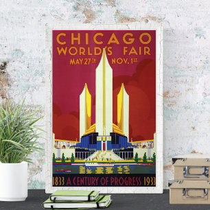 Poster Le Vintage voyage des expositions mondiales de Chi