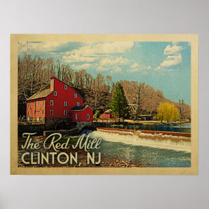 Poster Le Vintage voyage du New Jersey Red Mill Clinton