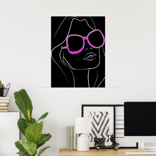 Poster Le visage de la femme dans les lunettes de soleil 