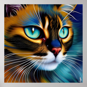 Poster Le visage d'un mignon Lynx pointe Siamese