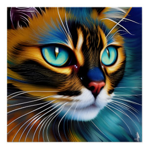 Poster Le visage d'un mignon Lynx pointe Siamese