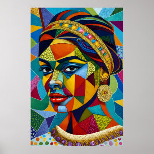 Poster Le visage d'une femme en mosaïque