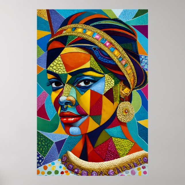 Poster Le visage d'une femme en mosaïque (Devant)