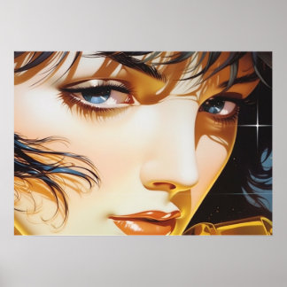 Poster Le visage d'une jeune fille d'or