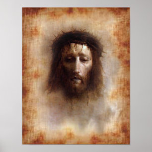 Poster Le visage saint de l'image de dévotion de Jésus