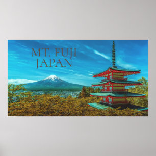 Poster Le volcan Fuji Pagode japonaise