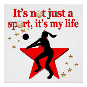 POSTER LE VOLLEYBALL ROUGE EST MON DESIGN DE VIE