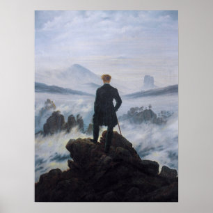 Poster Le Voyageur contemplant une mer de nuages – Friedr