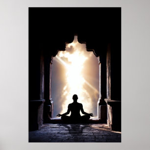 Poster Le yogi dans la pleine méditation, chakra de yoga