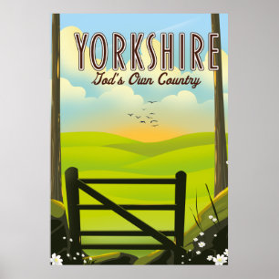 Poster Le Yorkshire "Le pays de Dieu" vintage voyage post