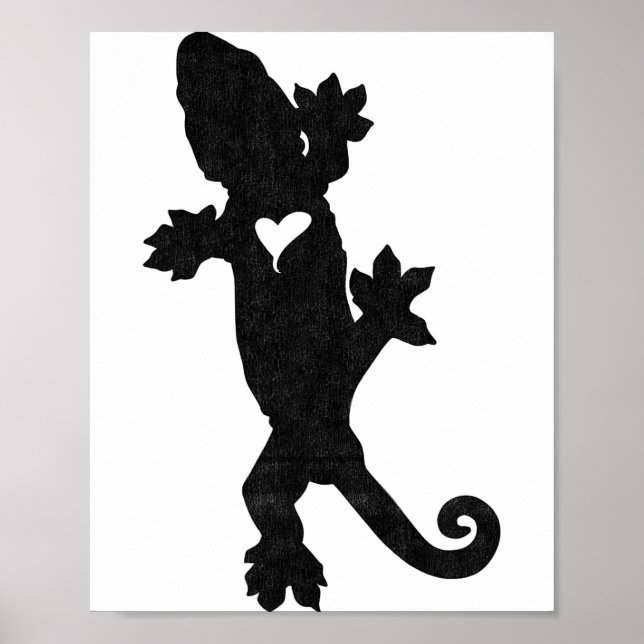 Poster Leachie New Caledonian Gecko Artsy Distressed  (Devant)