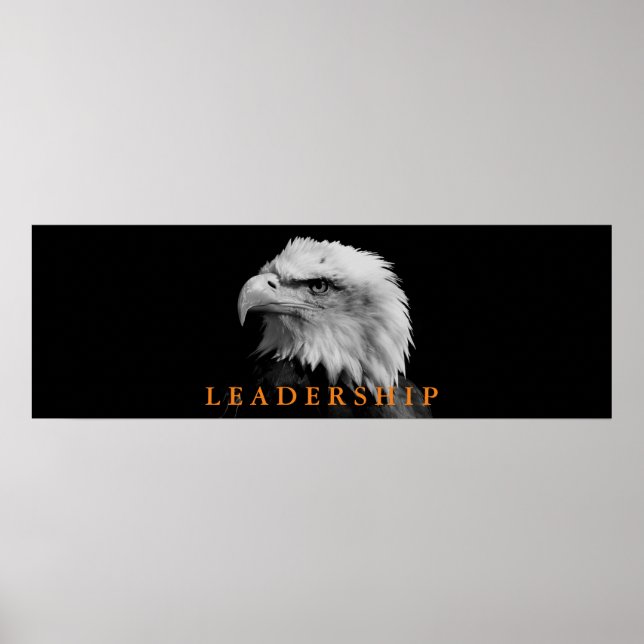 Poster Leadership d'aigle noir et blanc (Devant)