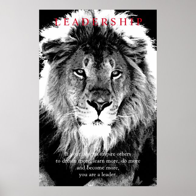 Poster Leadership Motivationnel tendance Lion Art (Devant)