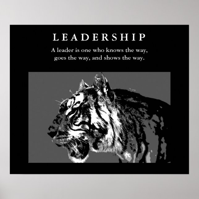 Poster Leadership noir blanc tigre Inspiration (Devant)