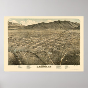 Poster Leadville, CO Carte panoramique - 1879