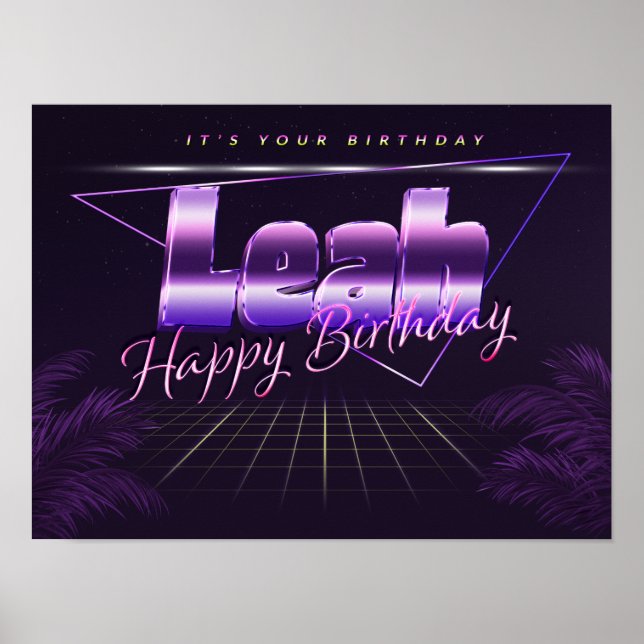 Poster Leah Nom Prénom de l'anniversaire de l'affiche (Devant)