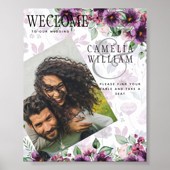 Poster LeahG Plum Purple Berry Mariage Floral Automne Hiv (Devant)