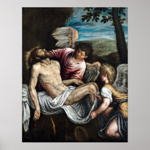Poster Leandro Bassano Le Christ mort avec les anges