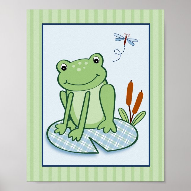 Poster Leap Frog Turtle Nursert Mur Art Imprimer (Devant)