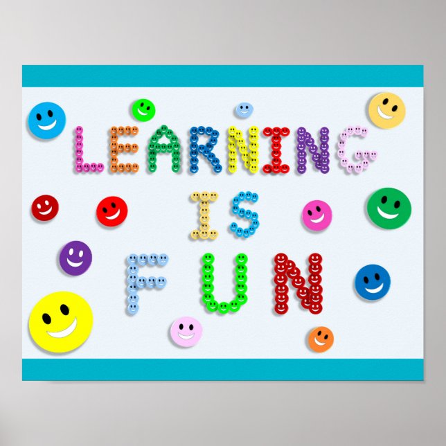 POSTER LEARNING IS FUN HAPPY FACES ÉCOLE D'ÉDUCATION (Devant)