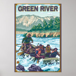 Poster L'eau blanche transportant par radeau - la rivière