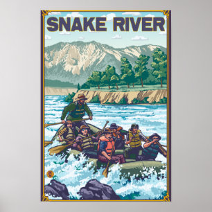 Poster L'eau blanche transportant par radeau - la rivière