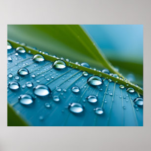 Poster L'eau chute sur les feuille