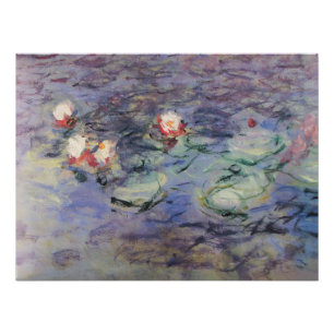 Poster L'EAU MENSONNE EN BLEU ROSE PAR Claude Monet