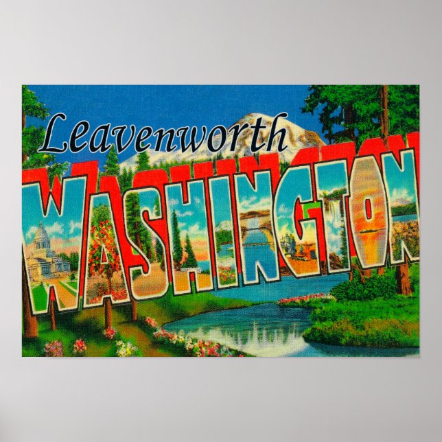 Poster Leavenworth, Washington - Scènes de grandes lettre (Devant)