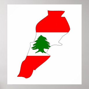Poster Lebanon Flag Map full size