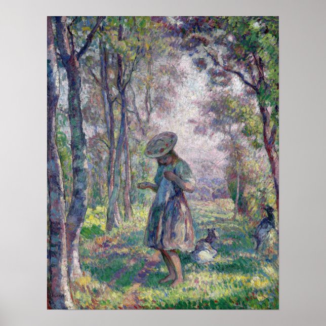 Poster Lebasque - Fille Et Chèvres Dans La Forêt (Devant)
