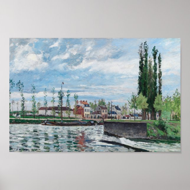 Poster L'écluse à Pontoise (1872) par Camille Pissarro (Devant)