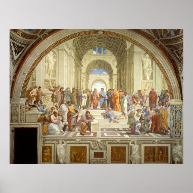 Poster L'école d'Athènes Fresco par Raffaello Sanzio (Devant)