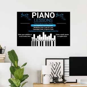 Poster Leçons de piano personnalisées Professeur de musiq