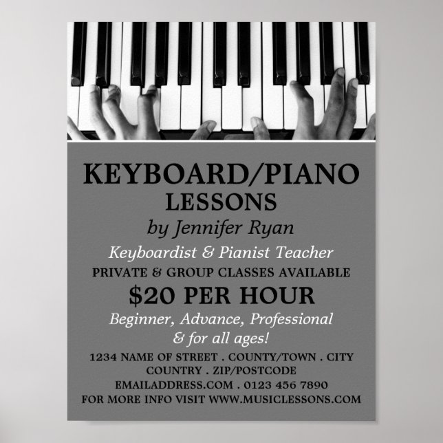 Poster Lecteur Clavier, Clavier, Cours de piano (Devant)