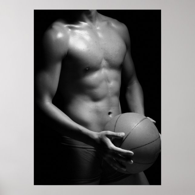 Poster Lecteur de basket W7 en noir et blanc (Devant)