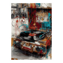 Lecteur de Disques Vintage Pop Art Musique Design 