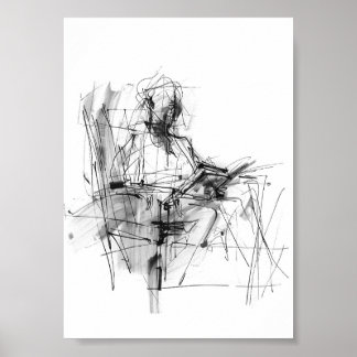 Poster Lecteur de livre abstrait