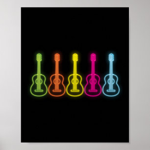 Poster Lecteur d'ukulele arc-en-ciel Vintage rétroactif
