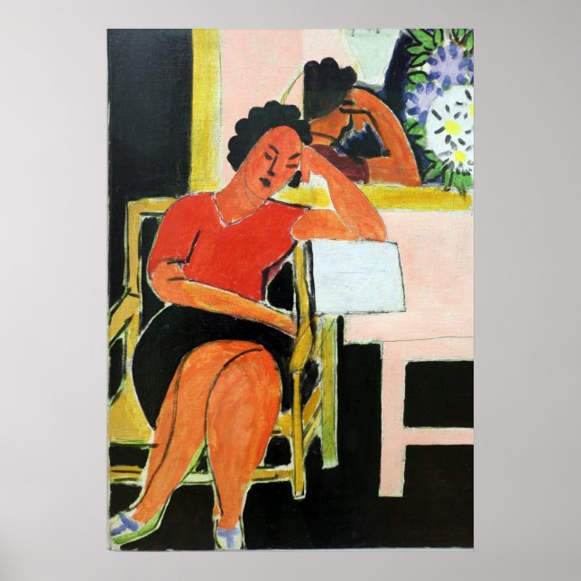 Poster Lecteur sur Black Arrière - plan Matisse (Devant)