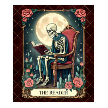 Lecteur, Vintage Style Tarot Card Skeleton