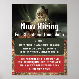 Poster Lecture classique Père Noël, Annonce de recrutemen