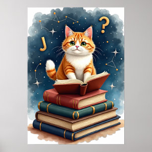 Poster Lecture de Chat dans l'Espace Ver de Livre Astrona