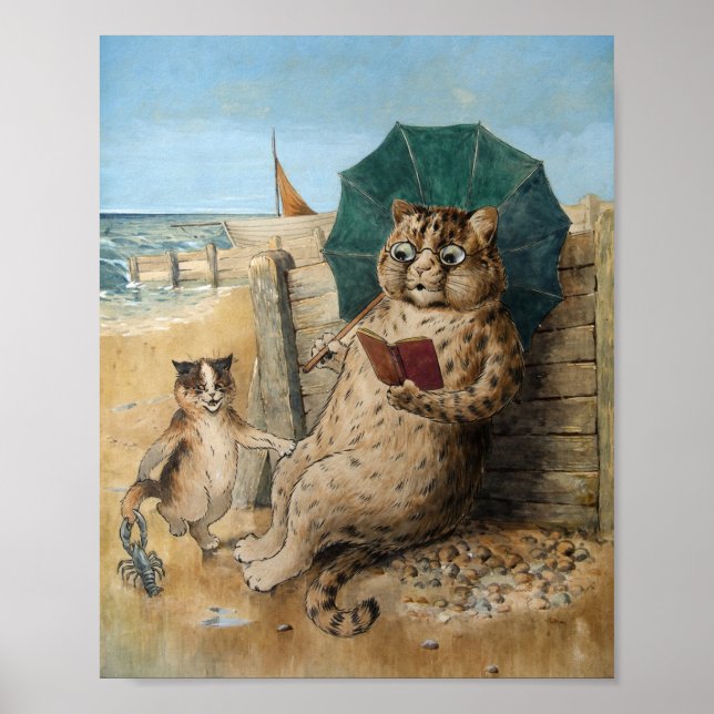 Poster Lecture de chats par Louis Wain (Devant)