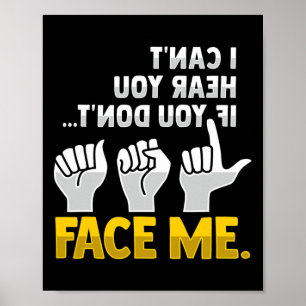 Poster Lecture de la lèvre ASL Gesture main sourde Perte 