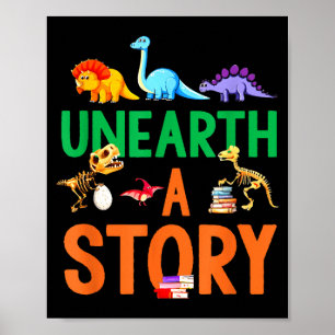 Poster Lecture d'été 2026 Dinosaures Amateur de livres Dé